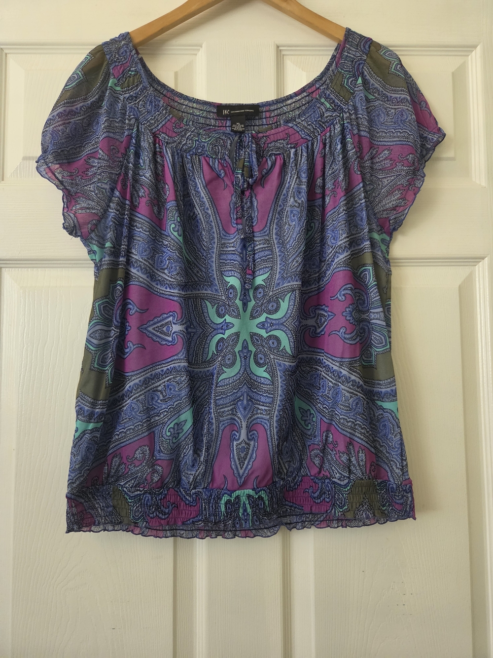 INC International Concepts Purple Paisley Women's Top XL